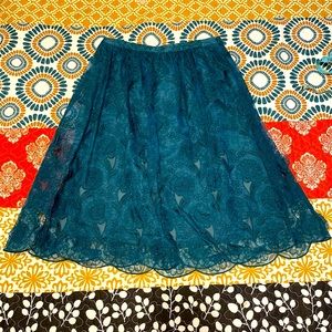 Peacock Blue Lacey A-line Skirt